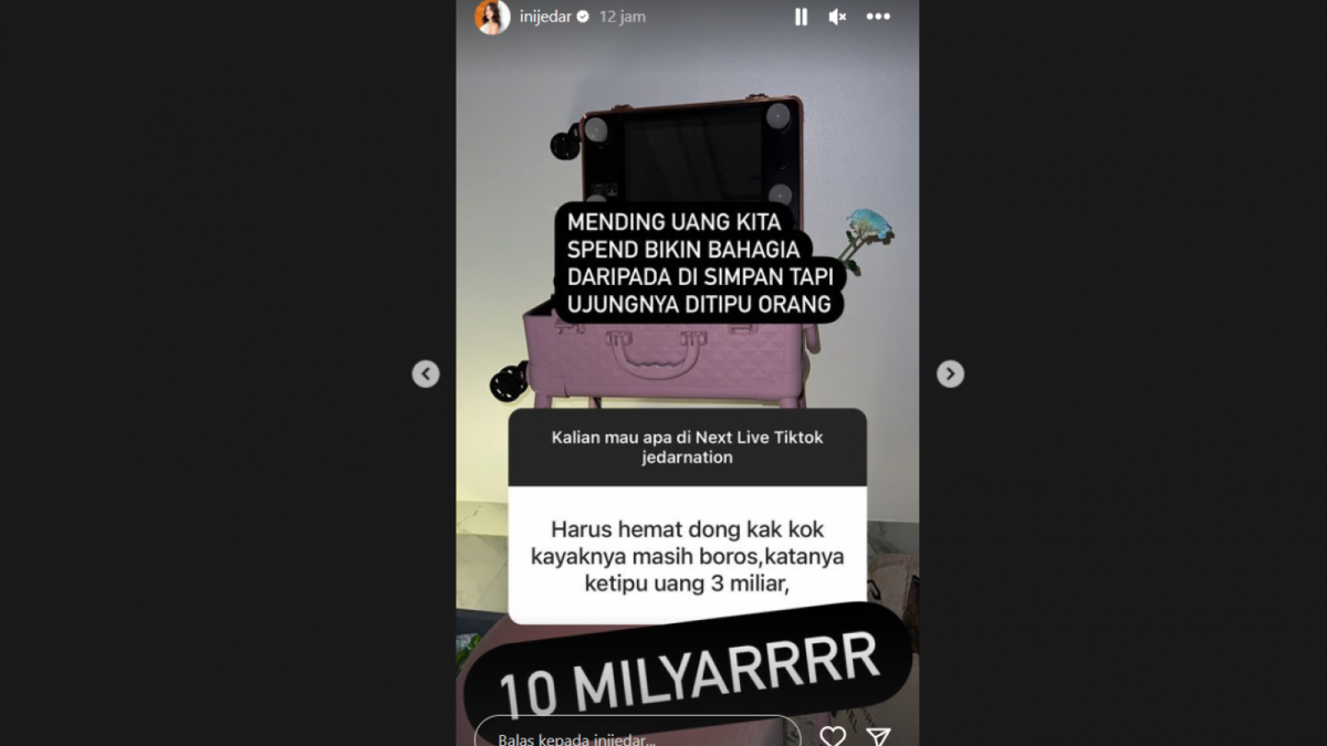 Jawaban Jedar soal tudingan boros [instagram/inijedar]
