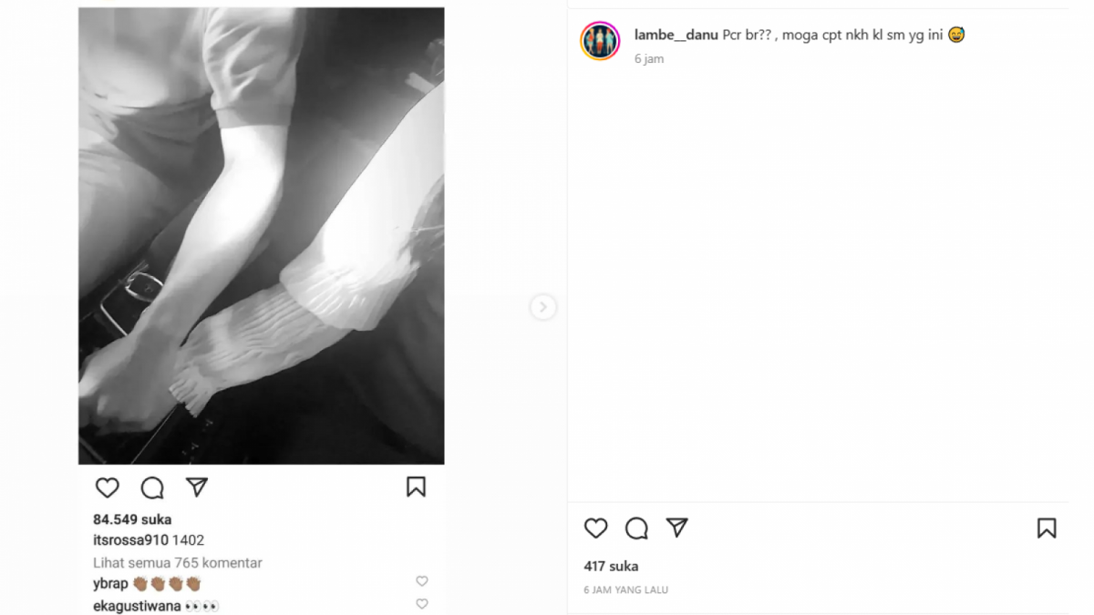 Tangkapan layar unggahan Rossa [instagram/lambe__danu]