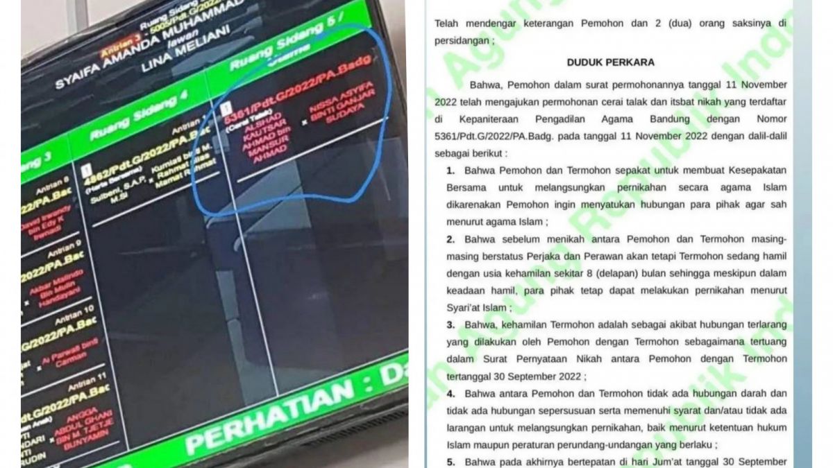 Putusan perceraian diduga Alshad Ahmad dan Nissa Asyifa (lambe_danu)