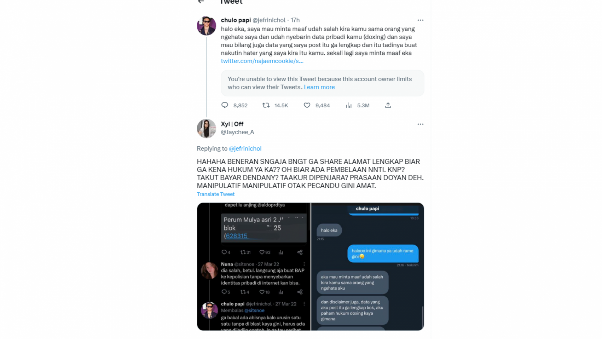 Tangkapan layar cuitan Jefri Nichol [twitter]