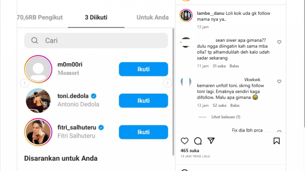 Lolly unfollow Instagram Nikita Mirzani [instagram/lambe__danu]