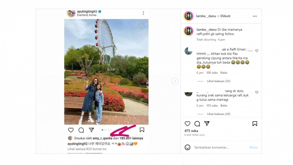 Amy Qanita kepergok like unggahan Ayu Ting Ting [instagram/lambe__danu]