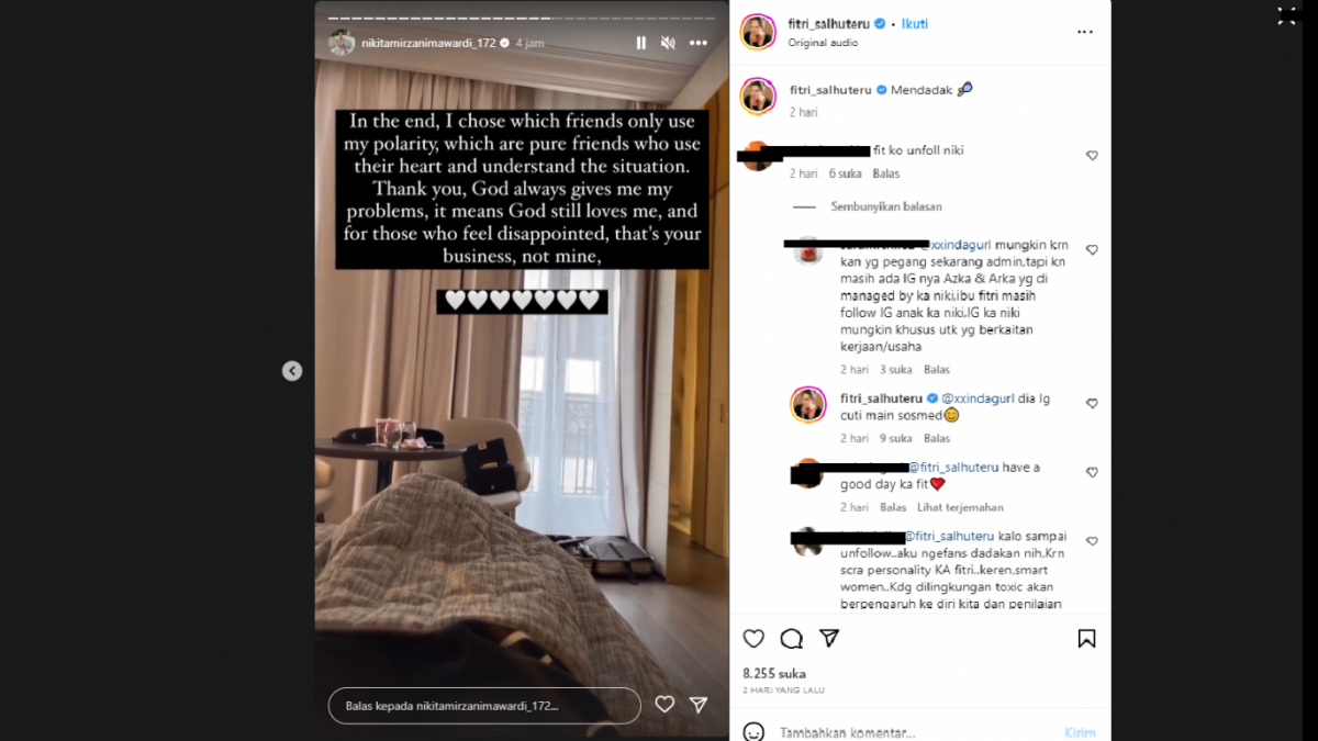 Unggahan Nikita Mirzani dan Fitri Salhuteru [instagram]