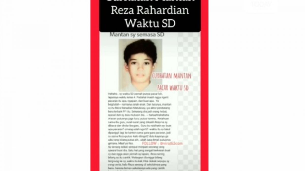 Curhatan Mantan Pacar Reza Rahardian Kelas 4 SD [(Instagram)]