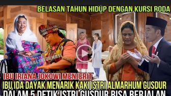 CEK FAKTA: Iriana Jokowi Menjerit Saat Ida Dayak Menarik Kaki Istri Almarhum Gusdur hingga Bisa Berjalan, Benarkah?