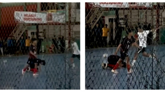 Heboh Pemain Futsal Tendang Kepala Lawan yang Lagi Selebrasi Sujud, Warganet: Mario Dandy Versi Atlet