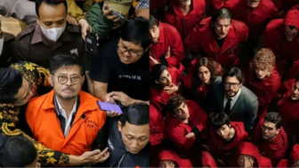 Foto SYL Ditahan KPK Viral, Disandingkan dengan Poster Serial Money Heist