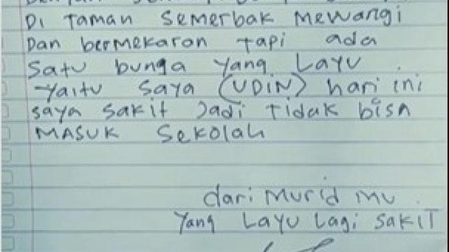 Terungkap Sosok Udin Bocah yang Tulis Surat Izin Pakai Puisi, Ngaku Sakit Habis Hujan-hujanan