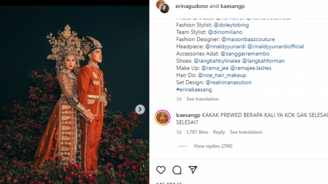 Erina Gudono Posting Foto Prewed, Kaesang Iseng Nanya: Prewed Berapa Kali ya, Gak Selesai?