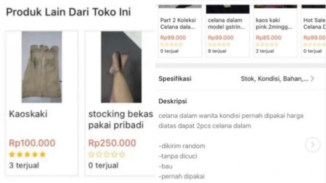 Makin Aneh, Marak Orang Jual Kaos Kaki Hingga Celana Dalam Bekas di Toko Online