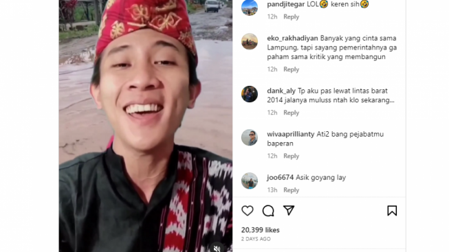 Susul Bima, Tiktoker Ini Buat Lagu Jalan Rusak di Lampung, Sindir Pejabat yang Baper