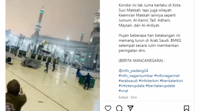 Cuaca Ekstrem di Arab Saudi, Ini Detik-detik Petugas Terbawa Angin Kencang di Masjidil Haram