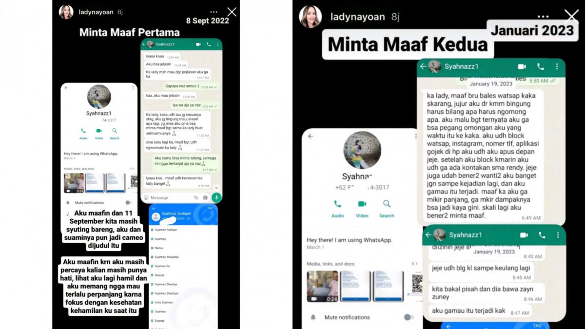 Bukti chat Syahnaz ke Lady