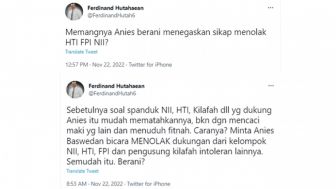 Ferdinand Hutahaean Serang Anies Baswedan Usai Geger Spanduk NII Beri Dukungan: Memang Berani Menolak?