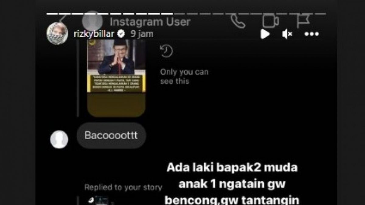 Rizky Billar tantang warganet duel (Instagram)
