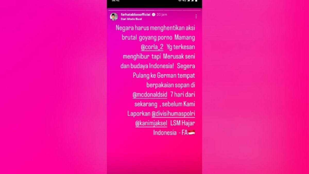 Instagram Stories Farhat Abbas. [(Instagram/farhatabbasofficial)]