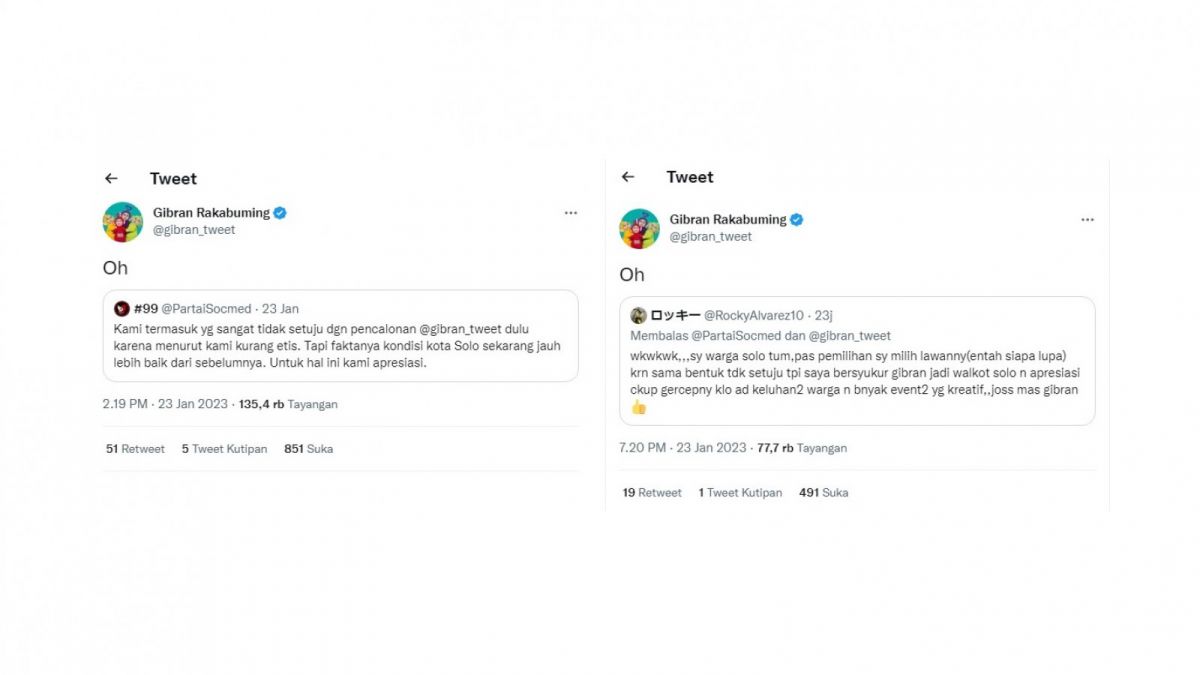 Tanggapan Gibran Rakabuming soal pengakuan warganet yang tidak memilihnya. [(screenshot)]