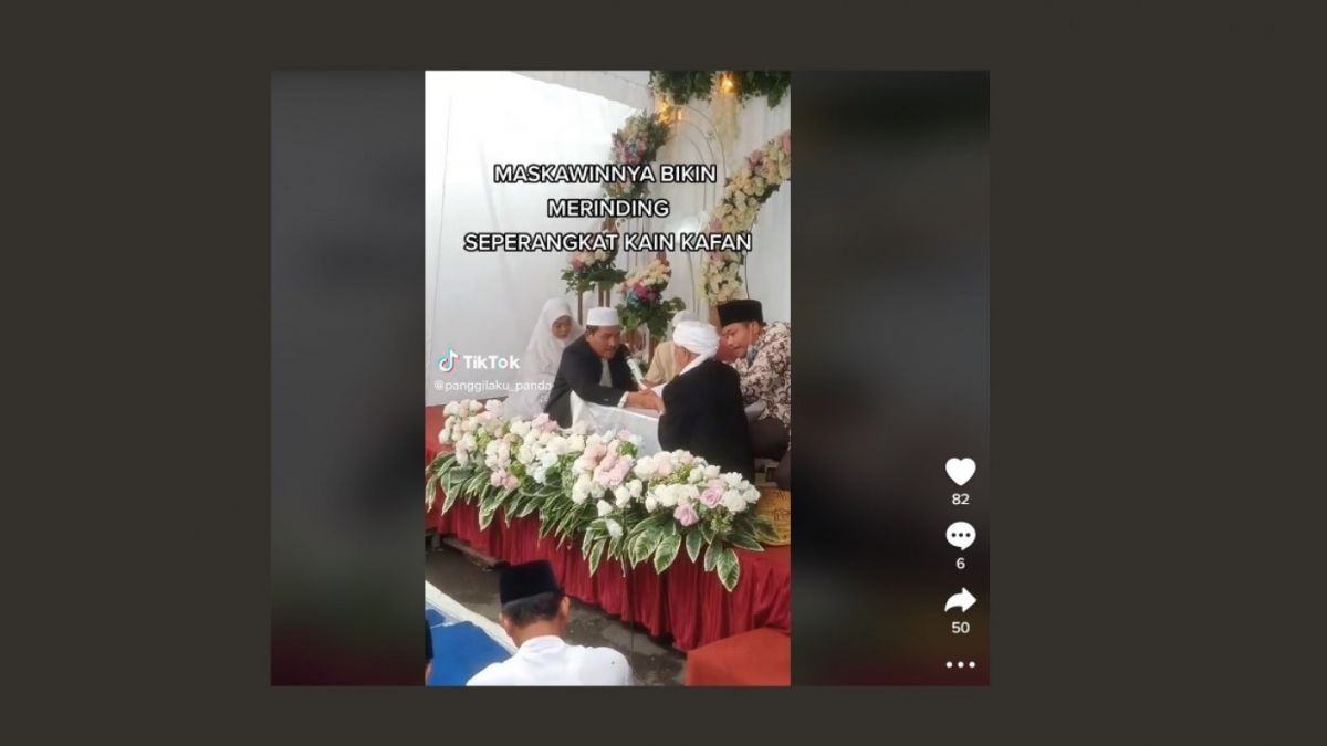Mempelai perempuan meminta mahar kain kafan. [(TikTok/panggilaku_panda)]