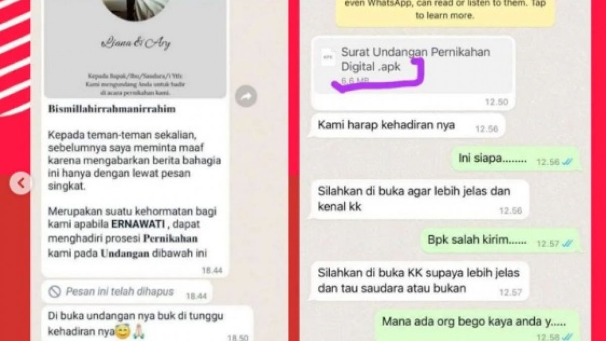 Pesan WhatsApp apk yang berbahaya [Instagram/@lambe_turah]