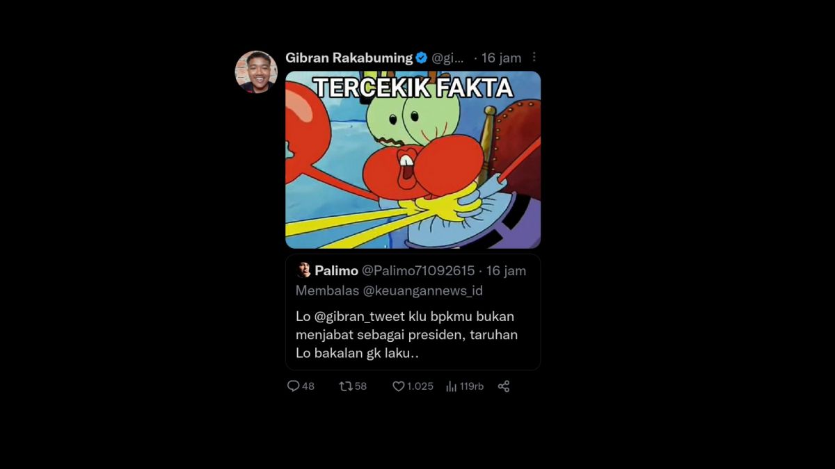 Tanggapan Gibran Rakabuming. [(screenshot)]