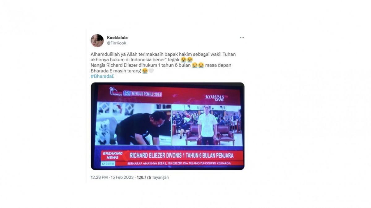 Tweet warganet soal putusan Bharada E. [[screenshot]]