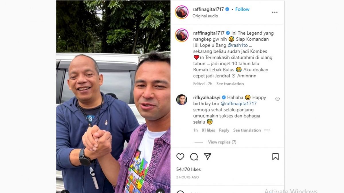 Postingan Raffi Ahmad kedatangan petugas BNN [(Instagram)]