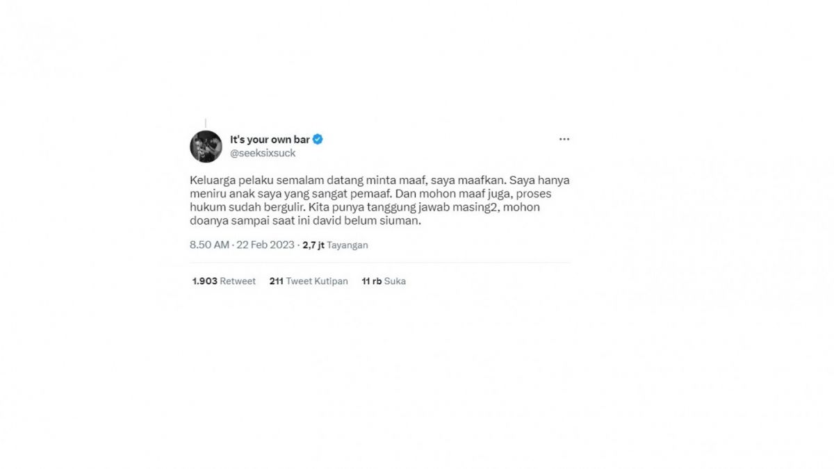 Tweet ayah David. [[Screenshot]]