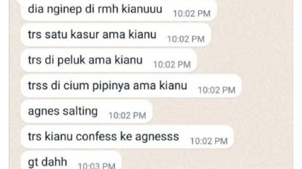 Diduga chat teman David adukan perselingkuhan Agnes [Twitter]