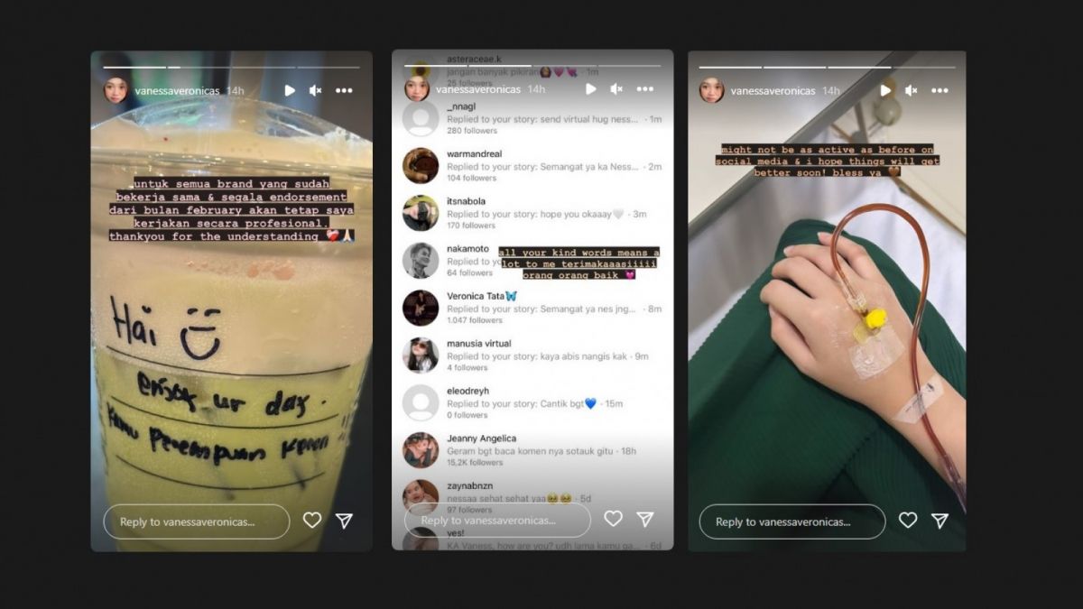 Unggahan Instagram Stories Vanessa Veronica. [[screenshot]]