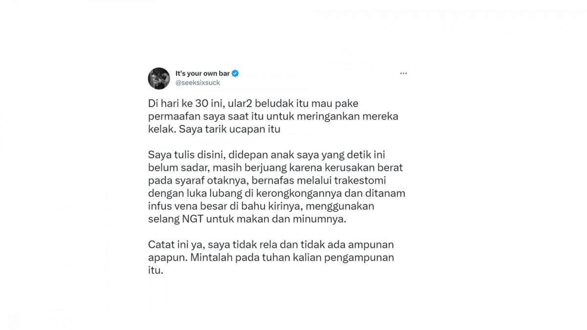 Cuitan ayah David, Jonathan Latumahina. [[Twitter/seeksixsuck]]