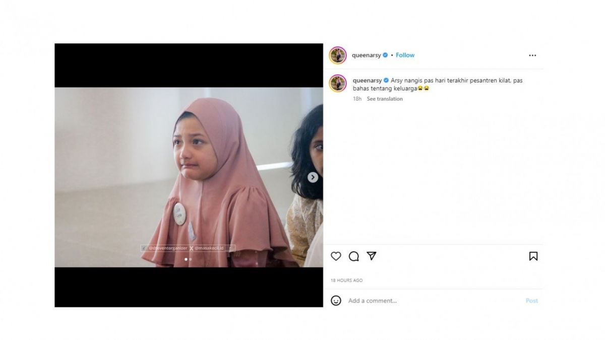 Unggahan Arsy Hermansyah. [[Instagram/queenarsy]]