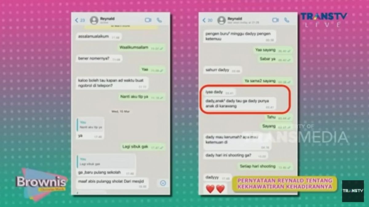 Isi chat Vicky Prastyo ke anaknya setelah 16 tahun baru bertemu [(YouTube/Brownis)]