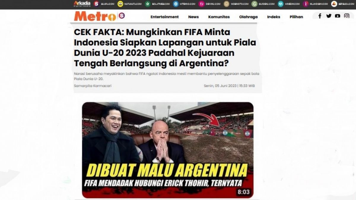 Hasil cek fakta yang dibuat Metro Suara.com, video yang salah ini didaurulang atau recycle dan repetisi lagi [[screenshot Metro Suara.com].]