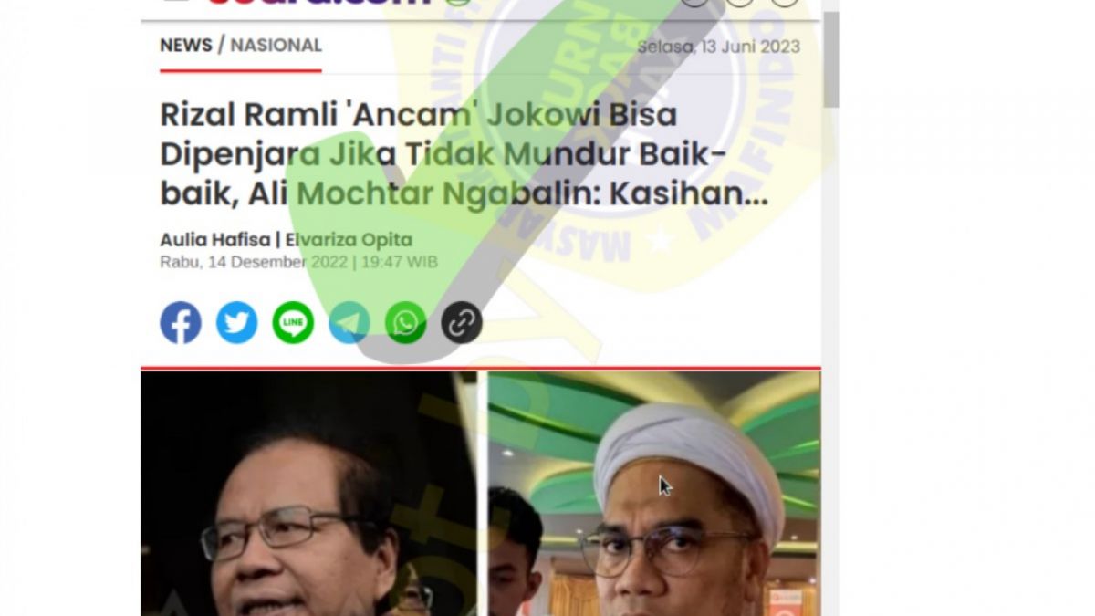 Artikel Suara.com yang dicomot pengunggah video tidak kredibel [[screenshot Turnbackhoax.id]]