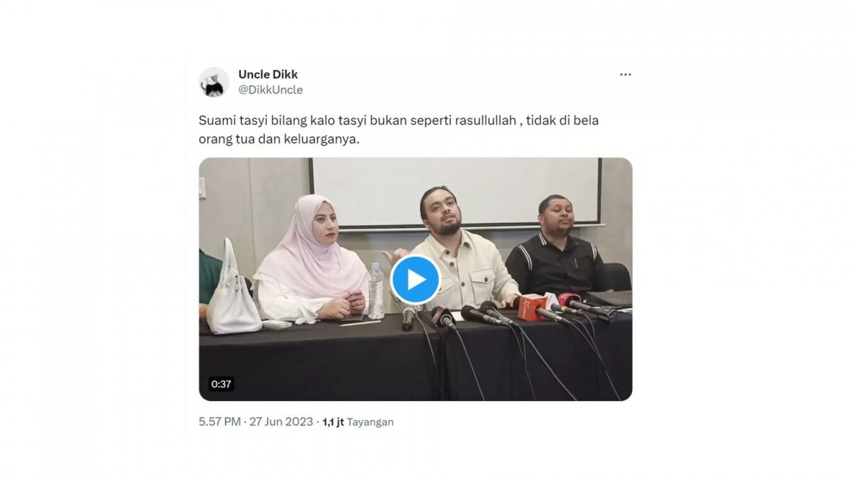 Cuitan warganet soal klarifikasi suami Tasyi Athasyia, Syech Zaki. [screenshot]