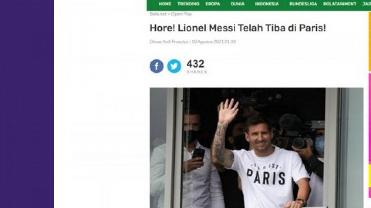 Foto Lionel Messi mengenakan kaus yang asli [[screenshot Turnbackhoax.id].]