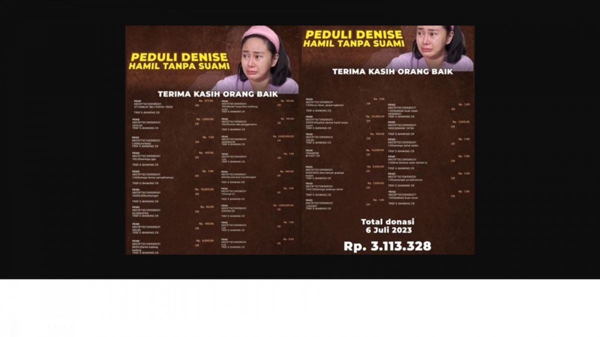Total donasi yang diterima Denise Chariesta dalam waktu 24 jam. [Instagram]