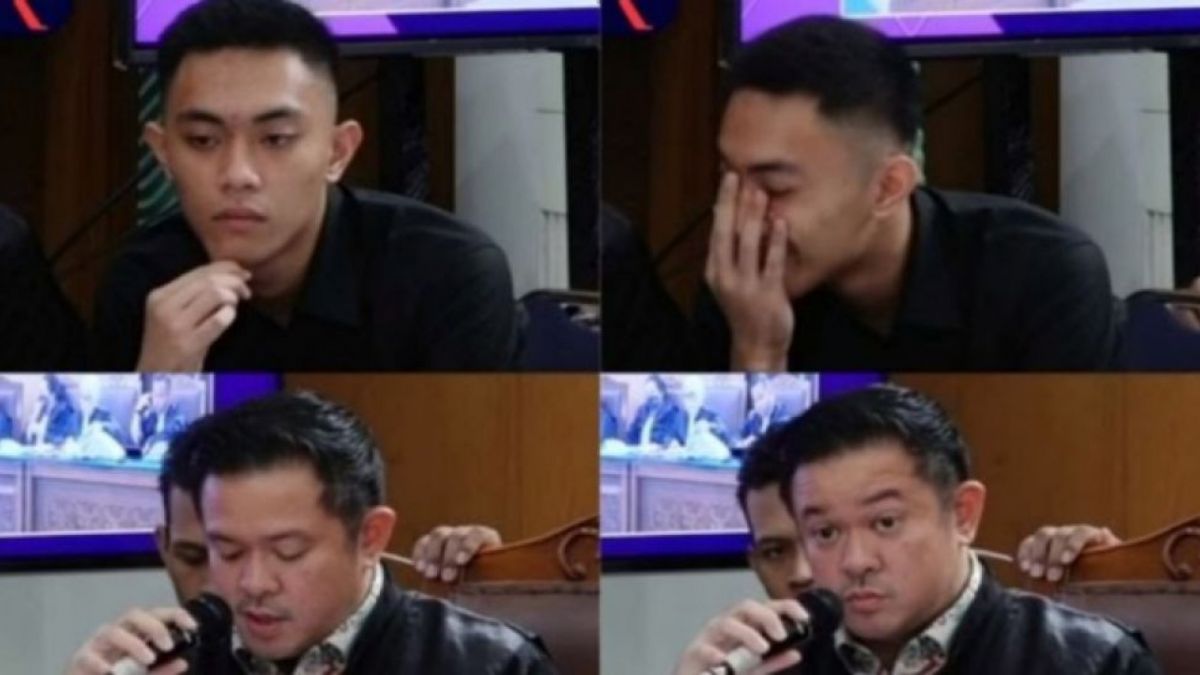 Mario Dandysalah tingkah saat kuasa hukum membacakan chat mantannya di persidangan. [[Tangkapan Layar/KompasTV]]