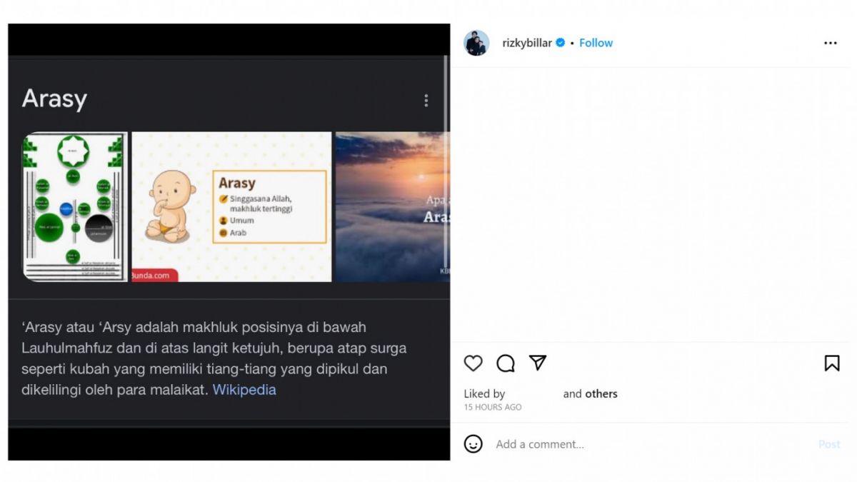 Postingan Instagram Rizky Billar. [[Instagram]]
