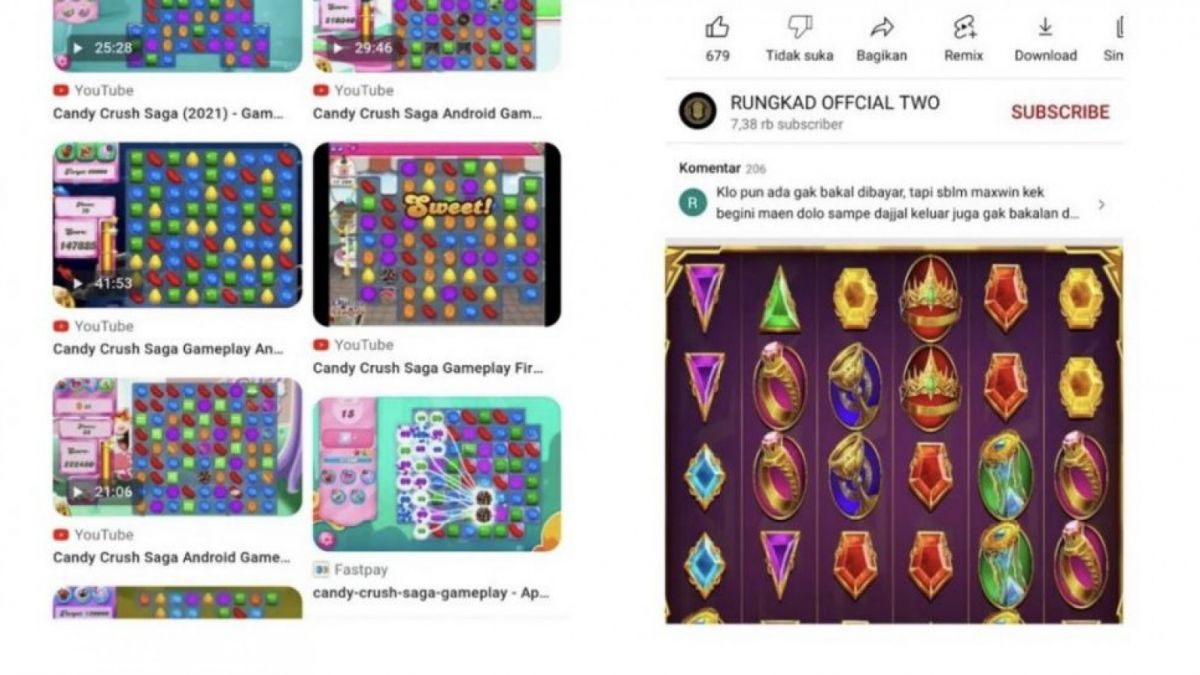 Netizen unggah beda Candy Crush dan judi slot [(@Dirjen*****ing)]