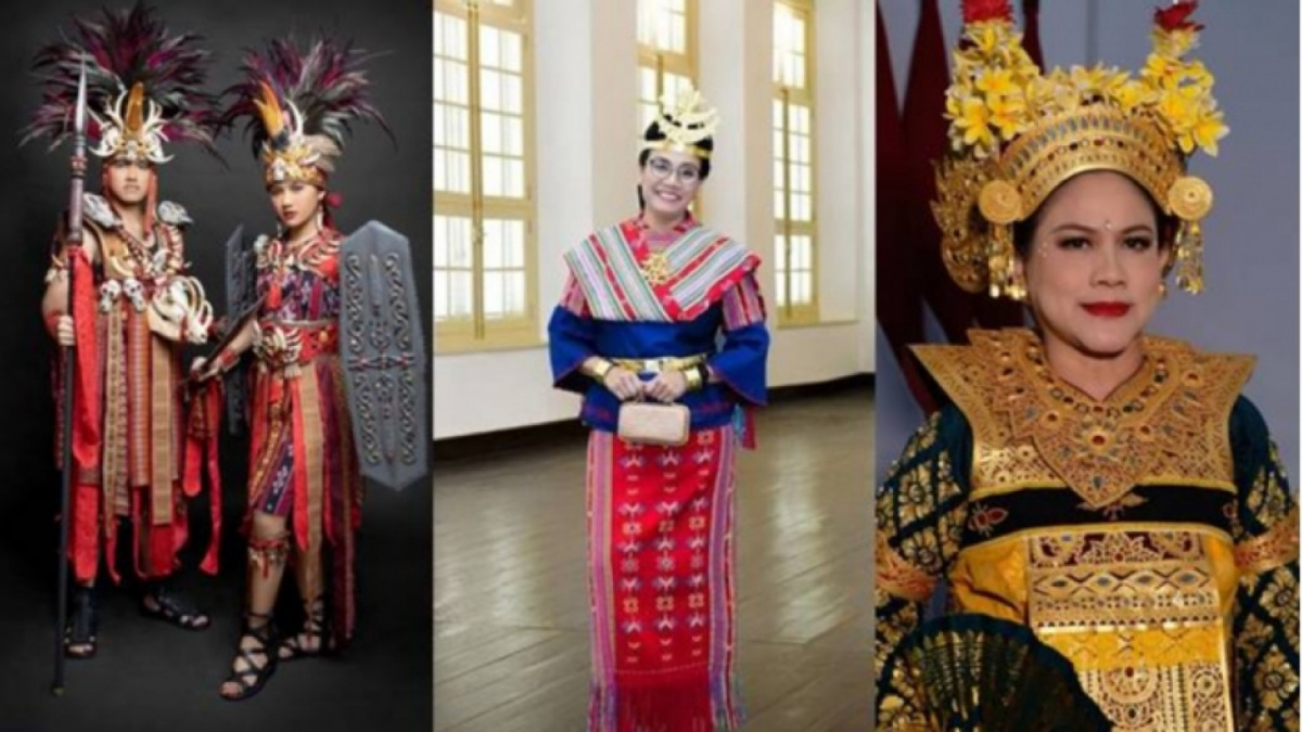 Kaesang dan Sri Mulyani Menang Busana Terbaik Saat HUT RI ke-78, Ibu Negara tampil dalam busana adat Bali [[kolase foto]]