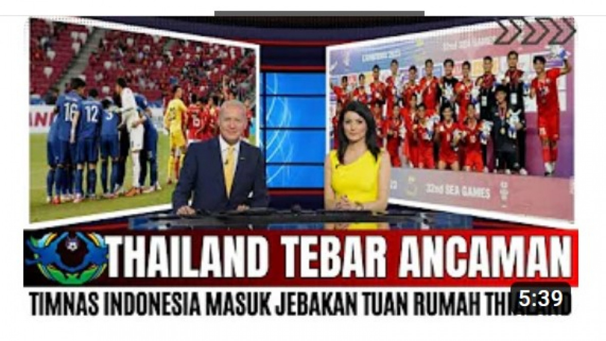 Video salah (X) tentang ancaman dari Timnas Thailand karena yang dimaksud sebatas rombakan tim menghadapi Timnas Indonesia [[screenshot YouTube].]
