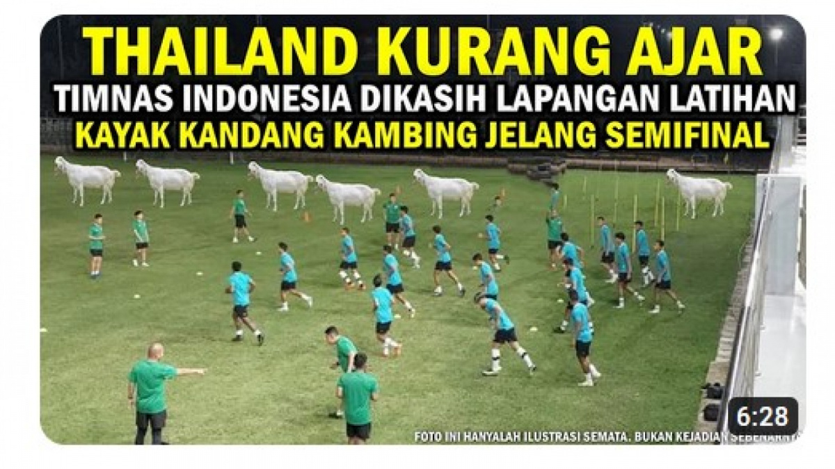 Video salah (X) tentang fasilitas latihan Timnas Indonesia U-23 yang disiapkan Thailand [[screenshot YouTube].]
