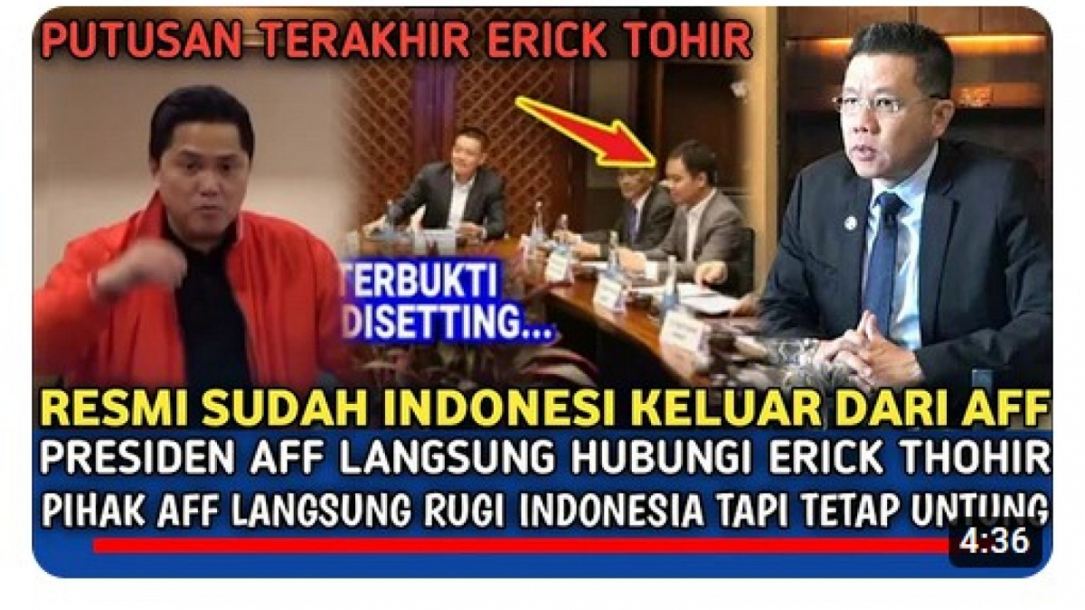 Video salah (X) tentang Indonesia keluar dari AFF karena kekalahan lawan Malaysia [[screenshot YouTube].]