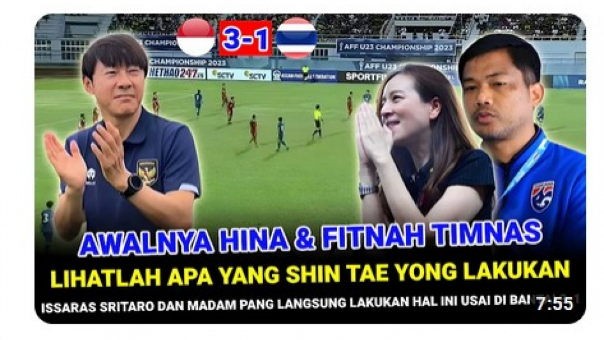 VIdeo salah (X) tentang Pelatih Timnas Thailand sehubungan kemenangan Timnas Indonesia 3-1 [[screeshot YouTube].]