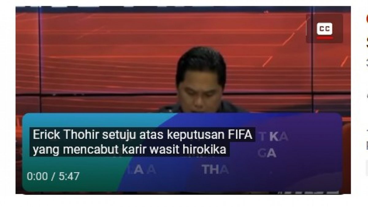 Penyalahgunaan potongan video di mana Ketua Umum PSSI disebutkan menyetujui keputusan FIFA untuk mencabut karir (bukan sertifikasi, inilah salah satu nilai non-kredibel video ini) [[screenshot YouTube]]