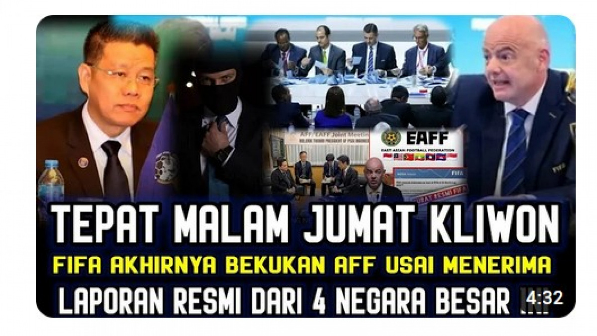 Video salah (X) tentang AFF dibekukan tepat malam Jumat Kliwon [[screenshot YouTube].]