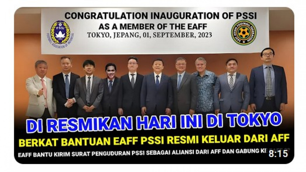 Foto thumbnail salah (X) karena rekayasa wajah Ketua Umum PSSI Erick Thohir dan Pelatih Timnas Indonesia Shin Tae-yong [[screenshot YouTube].]
