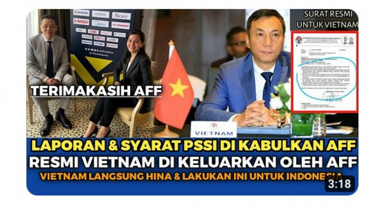 Video salah (X) tentang reaksi warga Vietnam terkait AFF [[screenshot YouTube].]