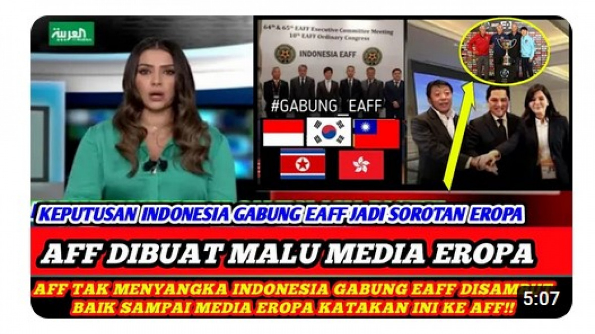 Video salah (X) tentang media Eropa menyoroti PSSI gabung dengan EAFF [[screenshot YouTube].]